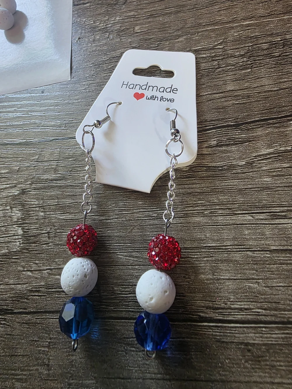 Styleandstone Handmade Red White & Blue Dangle Earrings